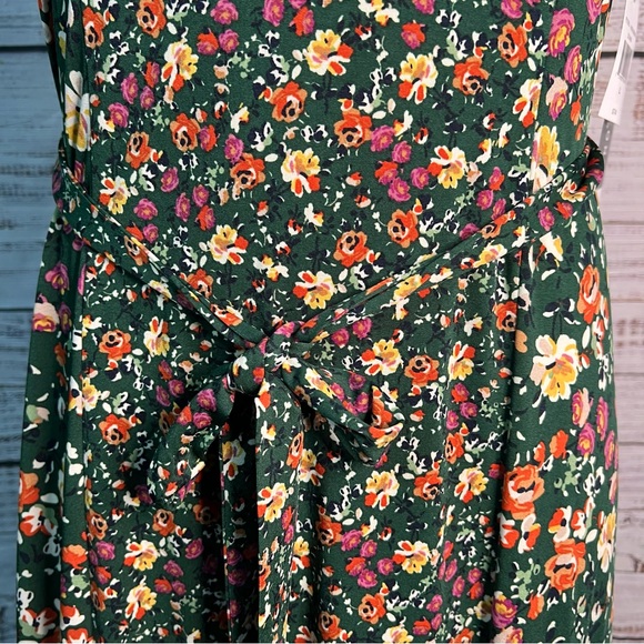 Perceptions New York Large Green Floral Midi Dress NEW - Picture 2 of 12